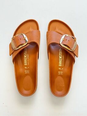 Birkenstock Tan Madrid Big Buckle Slide Sandals size 40